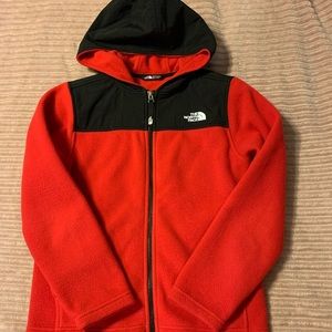 The North Face fleece hoodie jacket.
